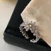 Anillo de Margarita de Lujo Ligero con Diamantes Completos para Mujer, Anillo Sencillo de Diseño de Nicho para Dedo Índice, Anillo Retro