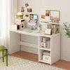 Mesa de Canto para Computador Estilo Creme Estante Mesa de Estudo Integrada Cômoda de Quarto Mesa para Casa Dois em Um Gabinete