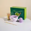Traje Matcha Estilo Japonés Estilo Ins Cuadros Tazón de Matcha Caja de Regalo Cerámica Transfronterizo Juego de Té para Té Japonés