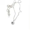 Collar de Plata de Ley S925 con Cuentas de Corazón Azul Lujo Ligero Gama Alta Estilo Coreano Incrustaciones de Pedrería Accesorios con Sentido de Diseño de Nicho de Ins