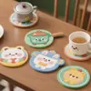 Posavasos de Silicona Suave de PVC, Anti-quemaduras, Aislante térmico para Tazas de Té, Base Redonda para Tazones de Mesa de Comedor, Base para Ollas, Patrón de Dibujos Animados con Logo, Antideslizante