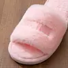Zapatillas de Algodón de Invierno Estilo Francés Bordado de Letras para Mujer de Una Tira Calientes Cómodas Versátiles para el Hogar Interior Zapatillas de Piel