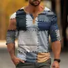 Nueva Camiseta de Manga Larga para Hombre Transfronteriza con Impresión 3D y tapeta larga, Top Casual Transpirable para Hombre para Exteriores