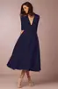 Comercio exterior Europeo y Americano Comercio exterior primavera y verano nuevo sexy vestido de manga corta con escote en V profundo ebay vestido de longitud media