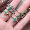 Anel de Esmeralda Natural Mais Vendido Transfronteiriço Prata 925 Cravejado com Diamante Estilo Ovo Luxo Acessível