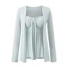 Nuevo Conjunto de Dos Piezas para Mujer de Primavera y Otoño: Top de Tirantes Tubo Puro Deseo y Cárdigan de Manga Larga Chica Caliente Suave