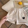 Shorts Listrados de Verão Finos para Crianças Calças de Coração para Crianças Roupa Exterior Shorts Esportivos Modernos para Bebê Algodão Puro Feminino