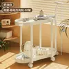 Carrito de Cocina Móvil Pequeño Mesa Comedor Simple Mesa Pequeña Mesa Auxiliar Mesa Auxiliar para Sala de Estar Hogareña Mesa de Esquina Estante de Almacenamiento para Baño Carrito Pequeño