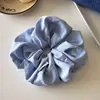 Accesorios para el Cabello de Tela Azul Estilo Coreano, Coletero Grande de Lazo Diseño Coreano, Accesorio para el Cabello Simple y Versátil para Mujeres