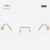 Gafas sin Marco Estilo Yu Shi GM para Hombre con Acabado de Alta Gama, Se Pueden Personalizar con Lentes Graduados, Elegantes Monturas de Gafas sin Marco con Borde Dorado