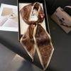 Cachecol longo estreito, cachecol de camisa, cachecol pied-de-poule, imitação de seda de camada dupla, bolsa de gravata feminina de outono e inverno, gravata de cabelo de primavera e verão