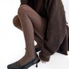 Leggings de Lana Cálidos con Patrón Vertical de Ocho de Figura Retro Otoño e Invierno Color Café Versátiles Calcetines de Red Grises Calcetines de Primavera y Otoño