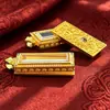 Caja Gahu Estilo Tibetano Aleación de Bronce Caja Vacía Colgante Cuadrado 1*3 Incrustado con Pedrería Cara Única Doble Cara Portátil Amuleto de Buda Estuche Thangka