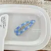 Pinza de Tela de Mezclilla Azul a Cuadros Estilo Ins Coreano Hecha a Mano Pinza para el Cabello para Flequillo Pinza de Moda con un Toque de Alta Gama para Mujeres de Nicho
