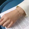 Estilo Minimalista Europeo y Americano Diseño de Nicho Pulsera de Cadena de un Solo Diamante Acero Inoxidable Chapado en Oro Real de 18 Quilates Joyería Transfronteriza