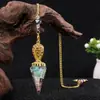 Joyería Transfronteriza Péndulo de Oro Cristal Natural Ágata Piedra Semipreciosa Resina Cono Hexagonal Colgante Mayoreo