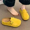 Sapatos Birkenstock com Sola Grossa e Elevação Interna para Mulheres 2025 Novos Outono e Verão Slip-On Biqueira Meio Chinelo para Uso Externo Sapatos Birkenstock