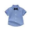 Camisa de Manga Corta para Niños Verano Camisa a Cuadros Infantil 100% Algodón Transpirable Bebé Cuello Camisero Verano Delgado Top Casual
