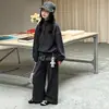 Conjunto de Sudadera Otoñal Estilo Coreano para Niñas con Pantalones de Pierna Ancha Falsos de Dos Piezas a Cuadros, Conjunto Casual de Dos Piezas Moderno para Niños Mayores