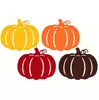 Manteles individuales de fieltro grueso con forma de calabaza, tapetes de mesa resistentes al calor calados para Acción de Gracias y Halloween, decoraciones festivas transfronterizas