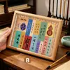 Novo Porta-Retrato de Bênção Multicor Estilo Chinês com Borda de Madeira Natural e Frases Auspiciosas, Adequado para Exibição em Mesa, Presentear ou Uso Pessoal