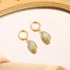 Europa y Estados Unidos gotas de agua en forma de pera transfronterizas pendientes de acero de titanio pintados con dopamina para mujer simples Joker moda pendientes DIY al por mayor