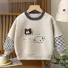 Ropa Infantil Sudadera Cuello Redondo Bebé Letras de Dibujos Animados Oso Rayas Mangas Raglán Bebé Top de Otoño Ropa