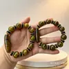 Pulsera Auténtica de Ágata con Patrón de Dragón y Cuentas Dzi de Tres-Nueve Ojos del Tíbet para Hombres y Mujeres Parejas Estilo Étnico Cuentas Budistas Retro