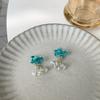 Pendientes elegantes con forma de lazo de cristal y aguja de plata S925 de Corea del Sur, con personalidad sencilla y a la moda.