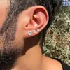 Conjunto de brincos em aço inoxidável 316L com quatro garras, zircônia redonda 3A, unissex, brincos de luxo leve com tarraxas redondas de rosca