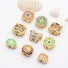 Colgante de Cuentas de Flor Azul Quemado Cloisonné Imitación de Goteo de Aceite Oro Viejo Antiguo Shajing con Cuentas DIY Accesorios de Joyería de Cuerda Roja