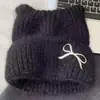 Bonito Gorro de Punto con Orejas de Gato para Mujer, Nuevo Estilo Otoño/Invierno 2026, Engrosado para Calor, Hace que la Cara se Vea Más Pequeña, Circunferencia de Cabeza Grande