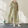 Comercio exterior transfronterizo nuevo verano artístico retro talla grande chica rellenita talla grande vestido de manga corta estampado falda de gran vuelo