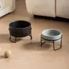 Comedero Cerámico Transfronterizo para Gato con Base Alta de Hierro para Prevenir Volcaduras, Comedero Integrado para Mascotas para Agua y Comida, Suministros para Mascotas