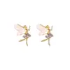 Novos brincos de elfo de alta qualidade em estilo japonês e coreano fofo para mulheres, brincos de nicho da moda de luxo leve, brincos de anjo de aço inoxidável