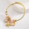 Pulseira de Aço Inoxidável Panjiadora Nova Moda Transfronteiriça Pingente de Estrela Diamante Concha Pulseira Ajustável para Namorada