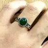 Estilo Étnico Plata Tailandesa Cabujón de Jade Azul Agua Hoja de Bambú Trenzado Retro Viejo Personalizado Tendencia Nicho Anillo