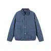 Rumei Meng Primavera Retro Americano Estilo Granero Bloque de Color Solapa Chaqueta para Hombre Holgada Casual Multibolsillo Abrigo Ropa de Trabajo
