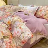 2026 Nuevo Juego de Cama de Cuatro Piezas 100% Algodón Cepillado con Impresión Digital Juego de Cama Clase A Estilo Otoño/Invierno