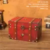 Caixa de Armazenamento de Madeira Retrô com Fechadura Baú do Tesouro Pirata Espesso Armazenamento de Joias Documentos Caixa Pequena de Madeira Decorativa Antiga