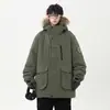 Estilo Nuevo Invierno 2025 Transfronterizo Chaqueta de Plumas con Capucha para Hombre con Cuello de Piel, Engrosada Cálida Holgada Talla Grande Abrigo de Moda