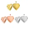 Caja de fotos abierta con forma de corazón de acero inoxidable collar con colgante de acero de titanio marco de fotos con colgante con forma de corazón chapado en oro de 18 quilates