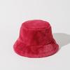 Outono e inverno rosa vermelha simples beleza artefato cor sólida chapéu de pescador feminino bonito chapéu de pelúcia quente estilo japonês rosto olhando pequeno chapéu de bacia