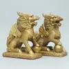 Par de Figuras de Kirin de la Fortuna de Cobre, Kirin Atractor de Riqueza de Latón Puro con Bagua, Decoración de Inauguración para Oficina y Sala de Estar