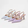 Zapatos de tacón de aguja de lujo de estilo europeo y americano para primavera, simples, de color liso, punta fina, escotados, producto nuevo transfronterizo