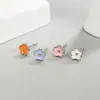 Aretes Pequeños de Flor con Goteo de Aceite para Mujer, Aretes Compactos de Color Contrastante, Nuevos Accesorios Florales para Orejas 2022