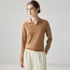 Nueva colección de otoño 100% cachemira pura suéter de cachemira suave para mujer, corte holgado, hombros caídos, cuello en V, jersey casual simple