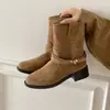 Botas de tacón grueso para mujer que aumentan la altura para mujeres petite, nuevo estilo otoño 2026, combinadas con faldas para un efecto adelgazante, botas de jinete Birkenstock estilo western