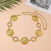 Cadena de cintura de metal vintage transfronteriza para mujer, adecuada para combinar con faldas, estilo casual de playa de verano, cadena corporal con cuerpo de anillo geométrico