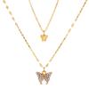Collar de Mariposa Doble Capa con Incrustaciones de Diamantes Estilo Japonés y Coreano Celebridad de Internet Diseño de Nicho Ins Cadena para Clavícula Temperamento Collar Distintivo Estilo Europeo y Americano para Mujeres